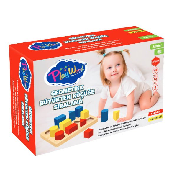 Eğitici Oyuncak Ahşap Geometrik Cisimler Büyükten Küçüğe Sırlama ONY-314