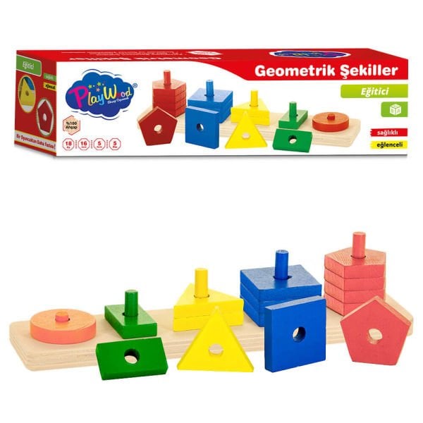 Eğitici Oyuncak 16 Parça Ahşap Geometrik Şekiller ONY-305