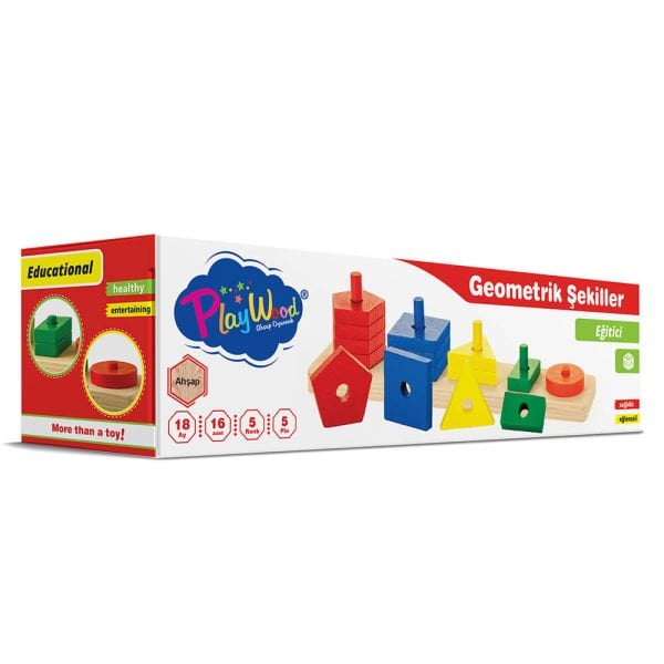 Eğitici Oyuncak 16 Parça Ahşap Geometrik Şekiller ONY-305