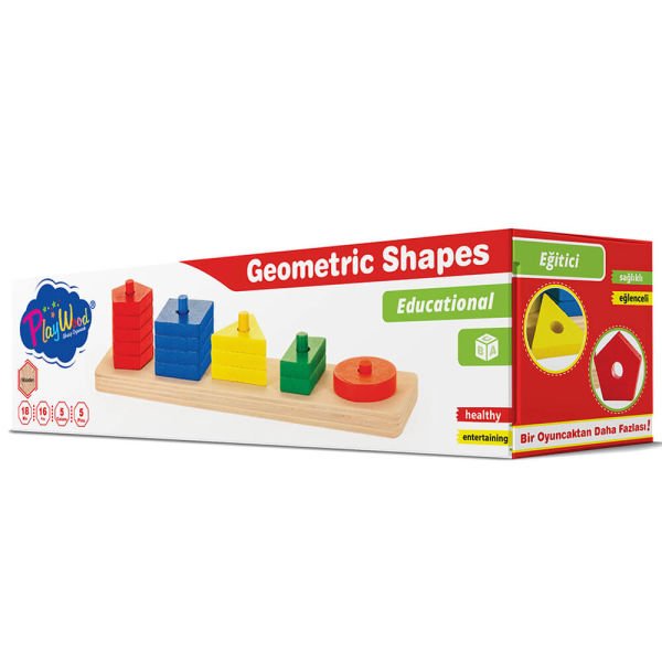 Eğitici Oyuncak 16 Parça Ahşap Geometrik Şekiller ONY-305