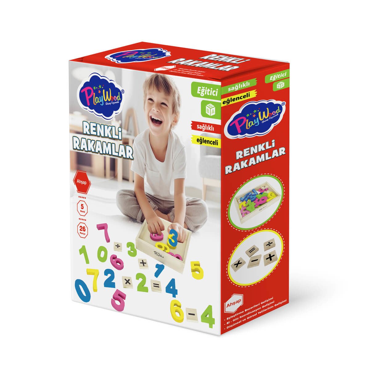 Eğitici Oyuncak 26 Parça Ahşap Renkli Rakamlar ONY-401