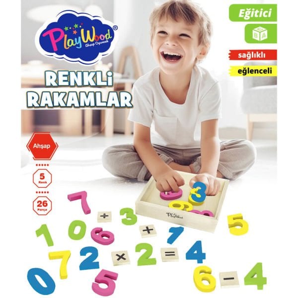 Eğitici Oyuncak 26 Parça Ahşap Renkli Rakamlar ONY-401