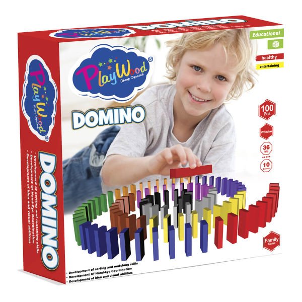 Eğitici Ahşap 100 Parça Domino Oyunu Oyuncak Seti ONY-388