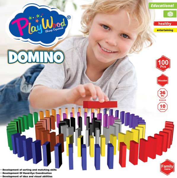Eğitici Ahşap 100 Parça Domino Oyunu Oyuncak Seti ONY-388