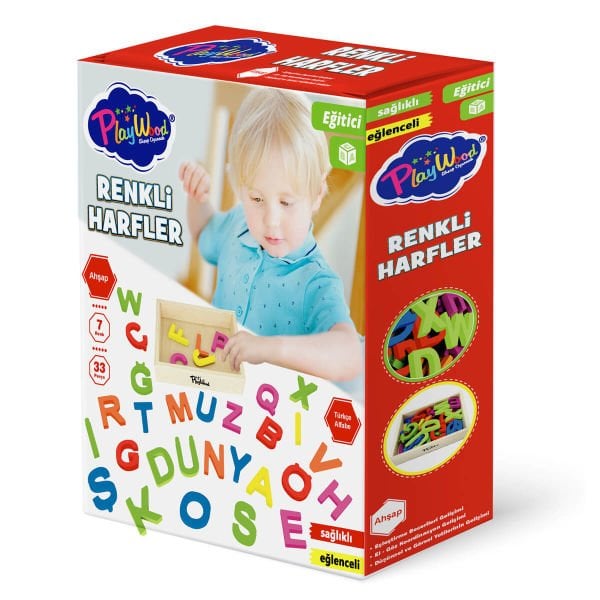 Ahşap 7 Renk 33 Parça Renkli Harfler Eğitici Oyuncak Seti ONY-402