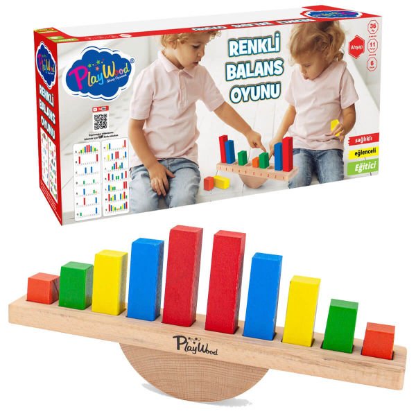 Eğitici Oyuncak 6 Renk 11 Parça Ahşap Renkli Balans Oyunu ONY-387
