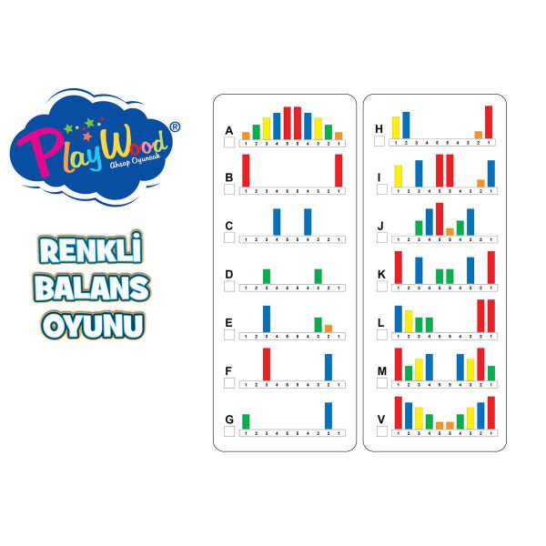 Eğitici Oyuncak 6 Renk 11 Parça Ahşap Renkli Balans Oyunu ONY-387