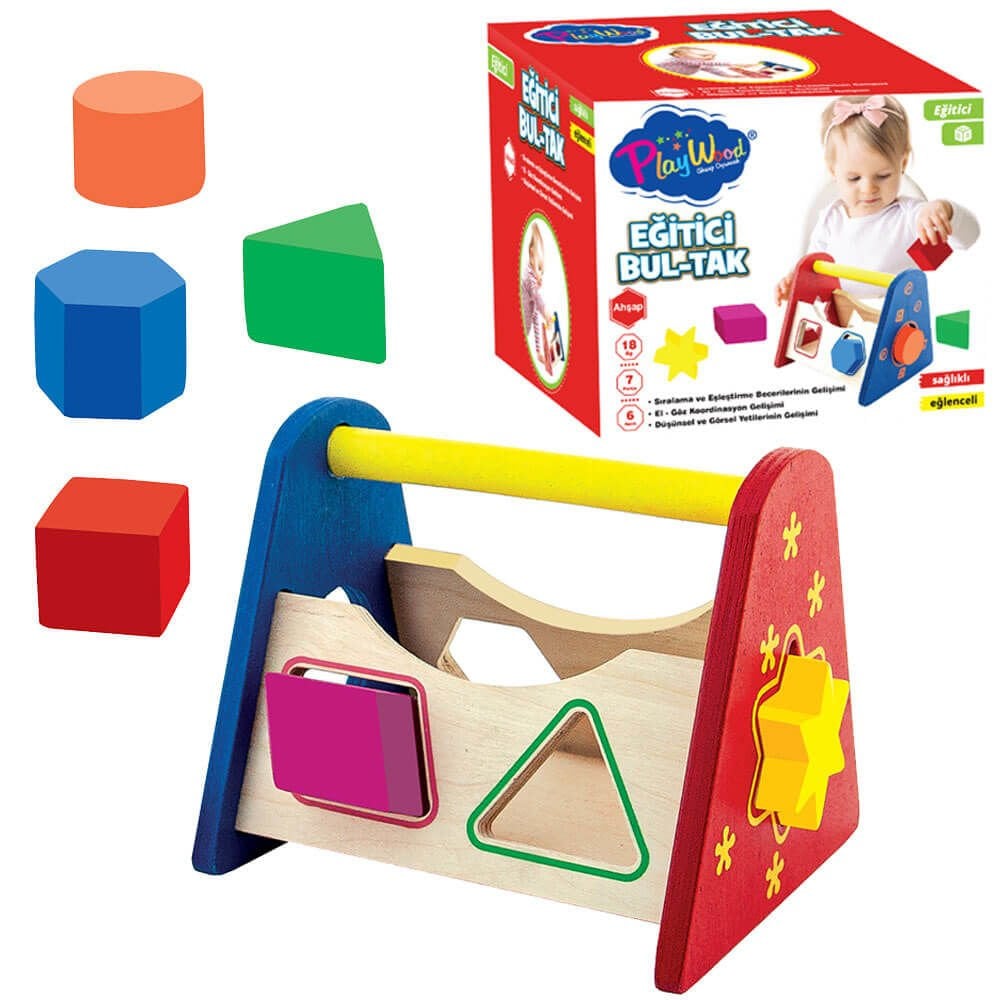 Eğitici Ahşap Bul-Tak Oyunu 6 Renk 7 Parça Oyuncak Seti ONY-315