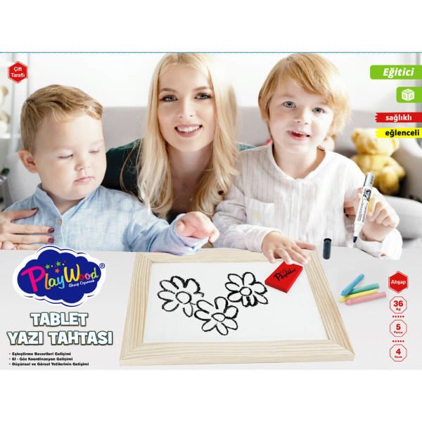 Eğitici Ahşap Çift Taraflı Tablet Yazı Tahtası ONY-391