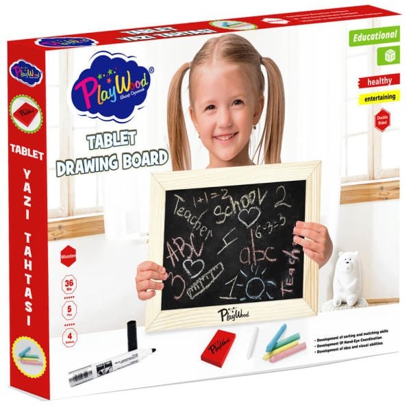 Eğitici Ahşap Çift Taraflı Tablet Yazı Tahtası ONY-391