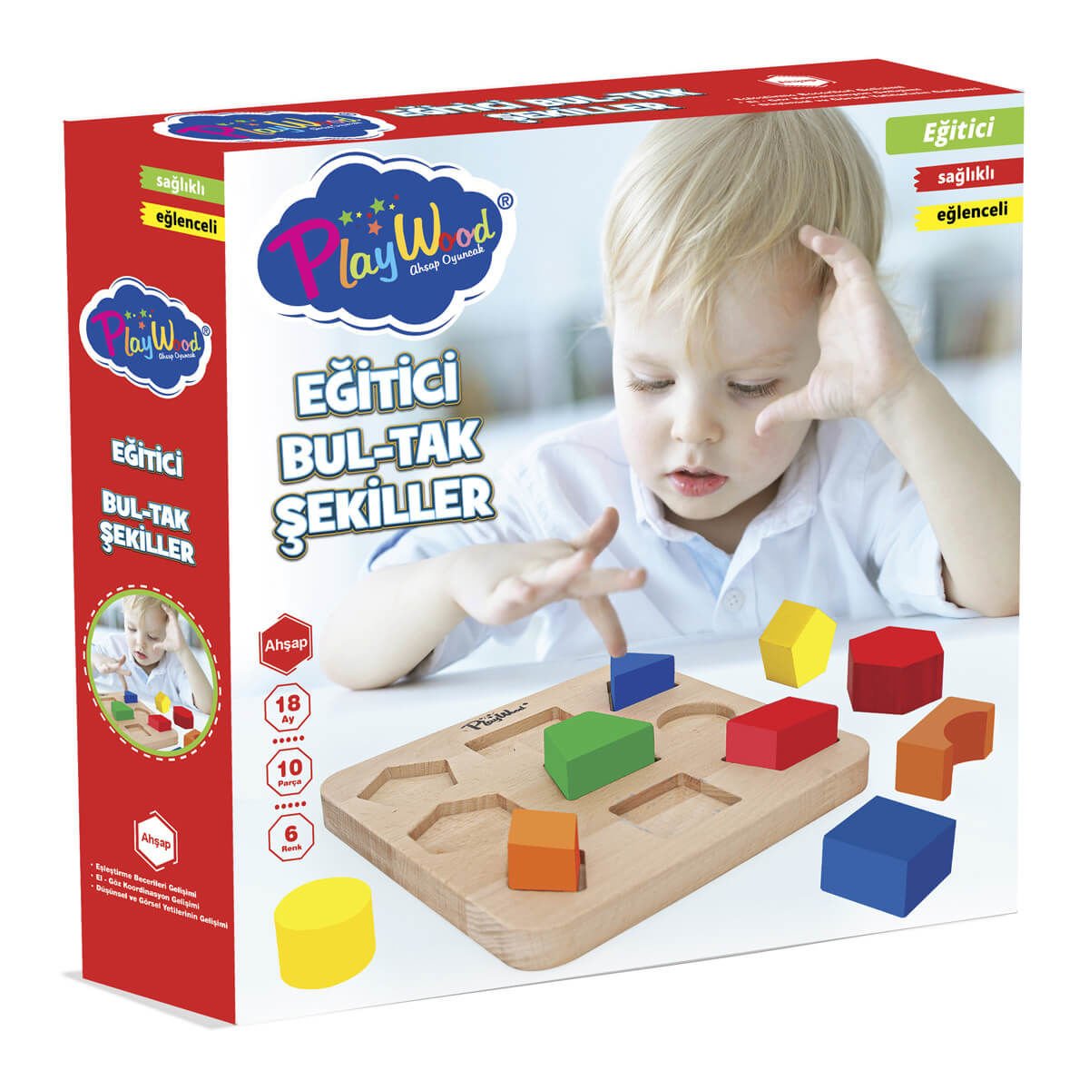 Ahşap Eğitici Bul-Tak Şekiller Oyunu Oyuncak Seti ONY-389