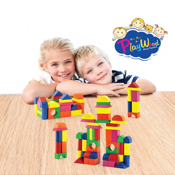 100 Parça Renkli Ahşap Bloklar Eğitici Oyuncak Seti ONY-309