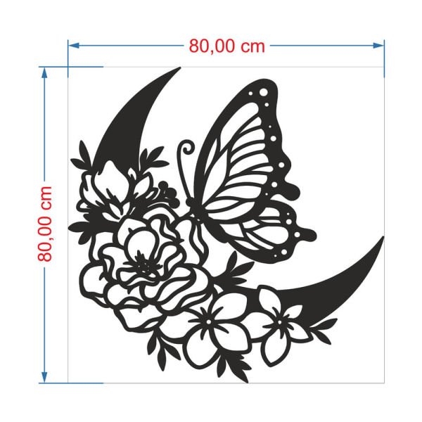 MDF Tablo Çiçek Motifi ve Kelebek MDF-47 80x80 cm - 9mm