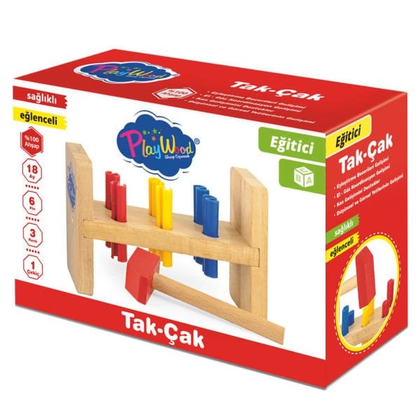 Eğitici Ahşap Renkli Tak-Çak Oyunu Oyuncak Seti ONY-306