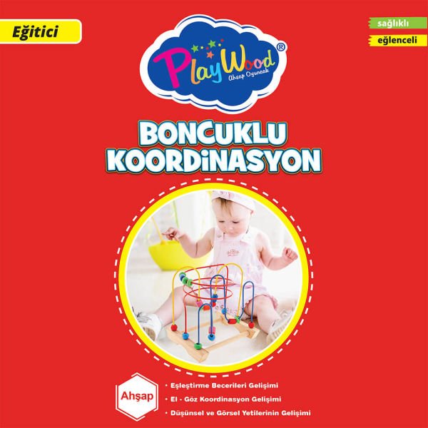 Eğitici 27 Parça Ahşap Boncuklu Koordinasyon Oyunu ONY-354