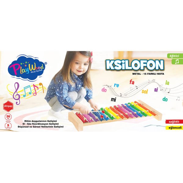 Eğitici Ahşap Metal 15 Notalı Klisofon Oyuncak Müzik Seti ONY-376