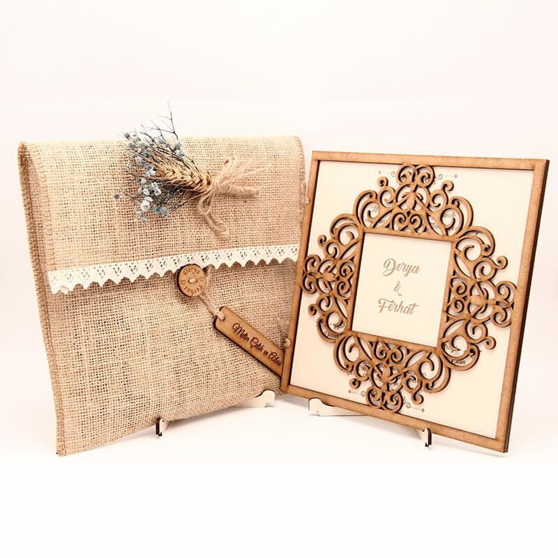 Ahşap Düğün Davetiyesi Modelleri | AHD-3063a