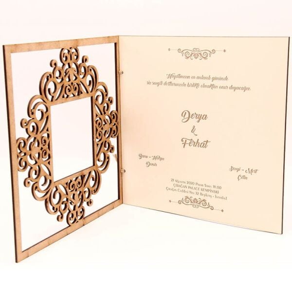 Ahşap Düğün Davetiyesi Modelleri | AHD-3063c