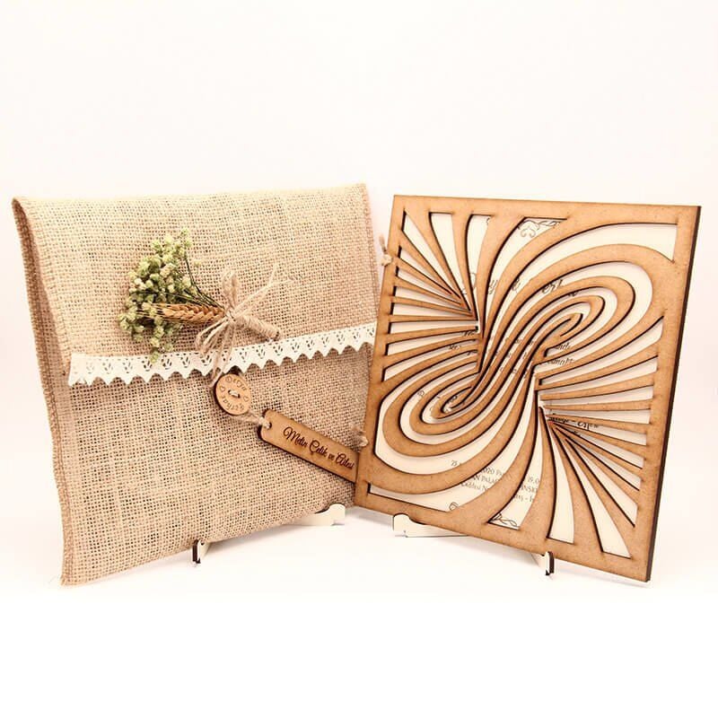 Ahşap Düğün Davetiyesi Modelleri | AHD-3064a Sonsuzluk Kapak