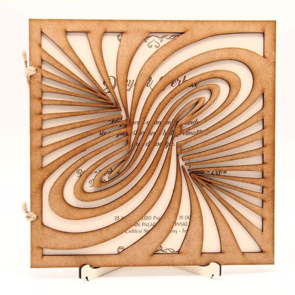 Ahşap Düğün Davetiyesi Modelleri | AHD-3064b Sonsuzluk Kapak