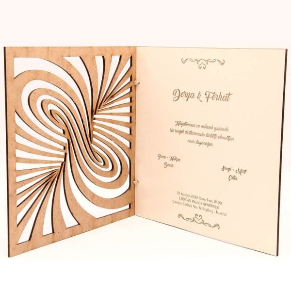 Ahşap Düğün Davetiyesi Modelleri | AHD-3064c Sonsuzluk Kapak