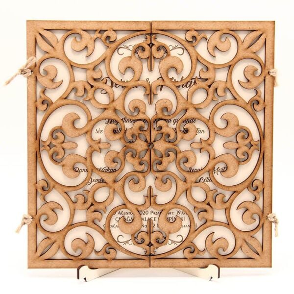 Ahşap Düğün Davetiyesi Modelleri | AHD-3065b