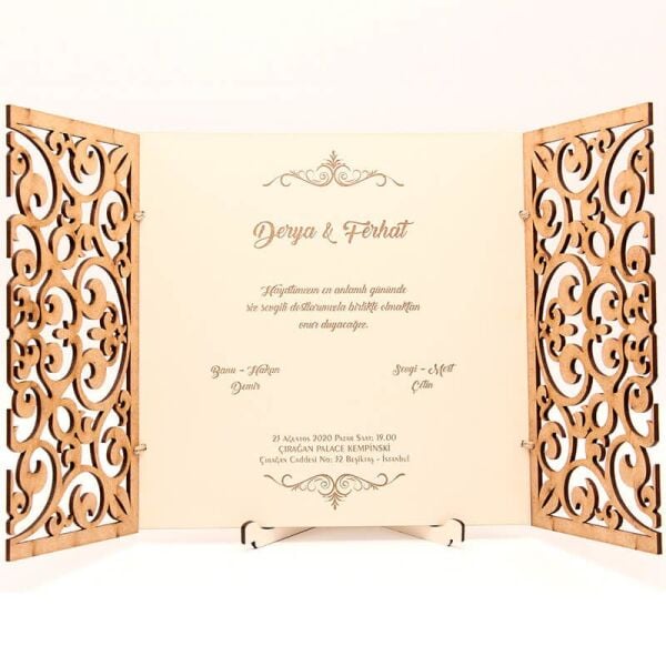 Ahşap Düğün Davetiyesi Modelleri | AHD-3065c