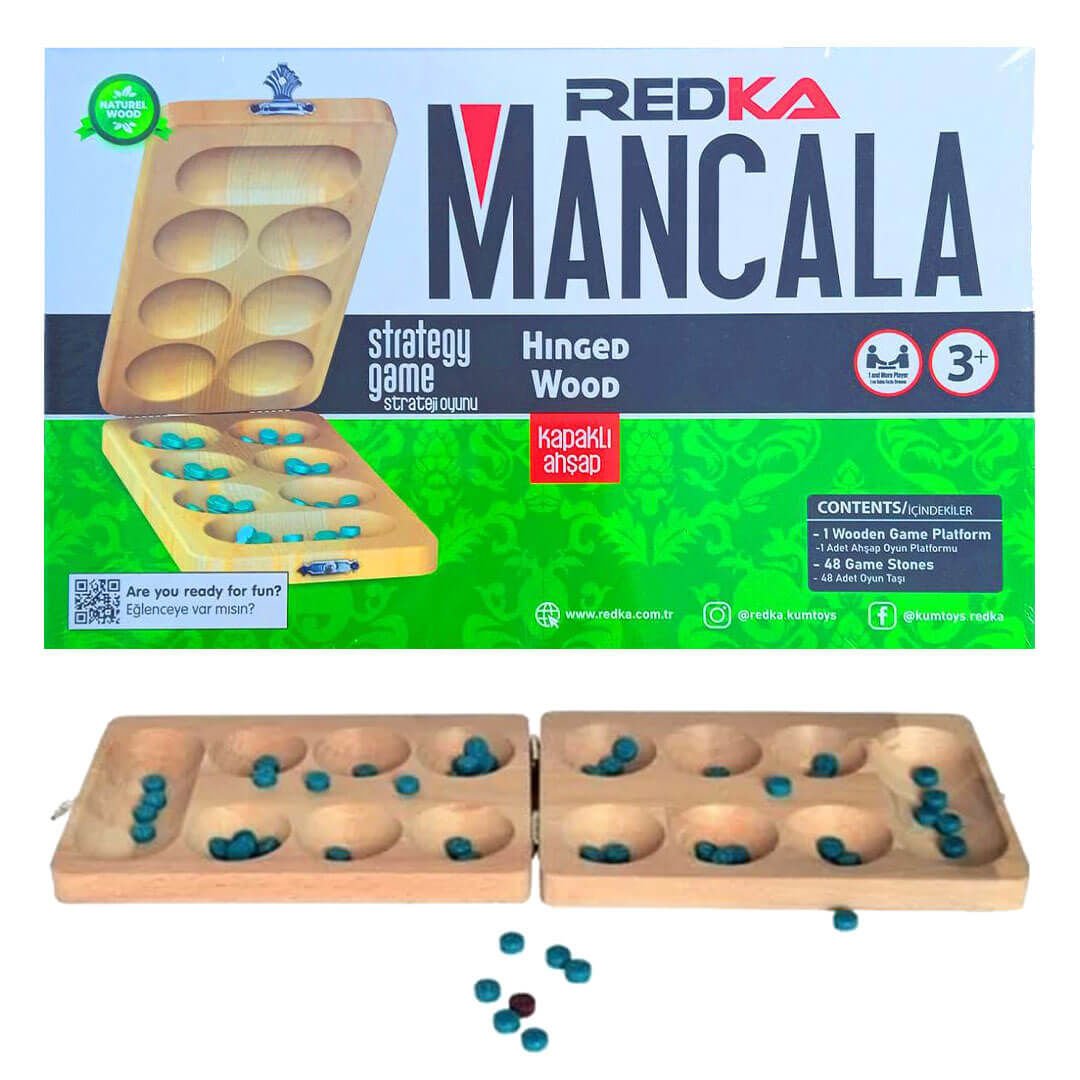 Ahşap Kapaklı Mancala Oyunu Eğitici Oyuncak Seti RD5500