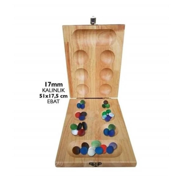 Ahşap Kapaklı Mancala Oyunu Eğitici Oyuncak Seti RD5500