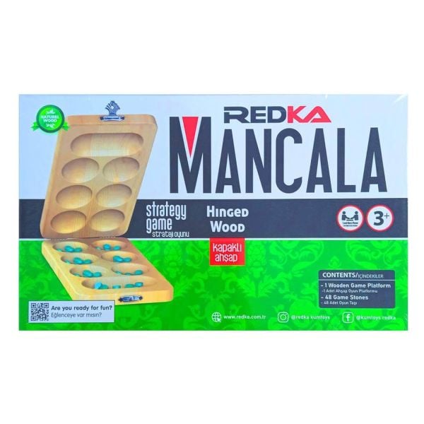 Ahşap Kapaklı Mancala Oyunu Eğitici Oyuncak Seti RD5500