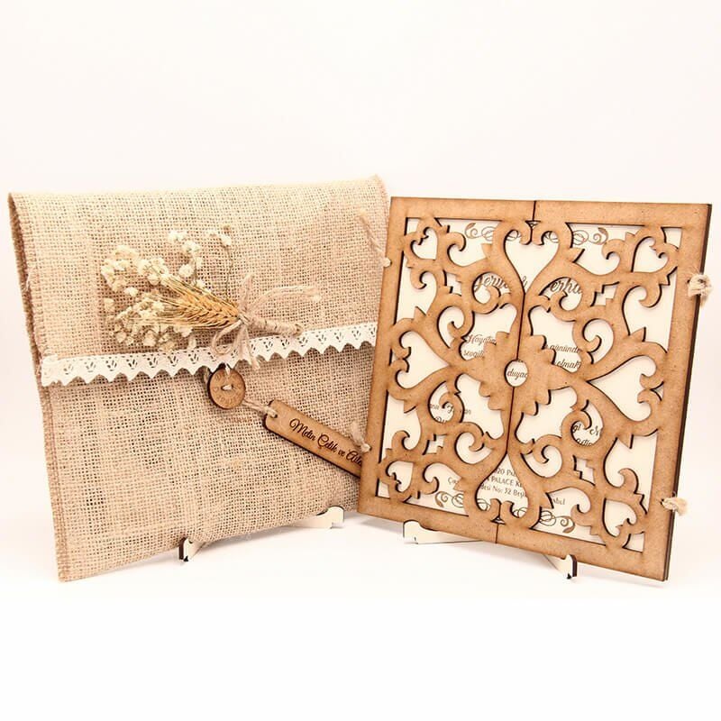 Ahşap Düğün Davetiyesi Modelleri | AHD-3070a