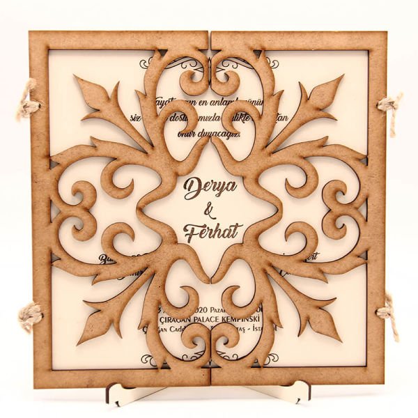 Ahşap Düğün Davetiyesi Modelleri | AHD-3072