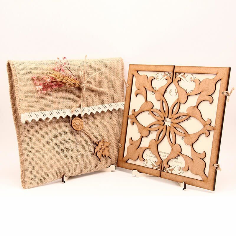 Ahşap Düğün Davetiyesi Modelleri | Ahşap Davetiye AHD-3078a