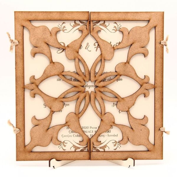 Ahşap Düğün Davetiyesi Modelleri | Ahşap Davetiye AHD-3078b