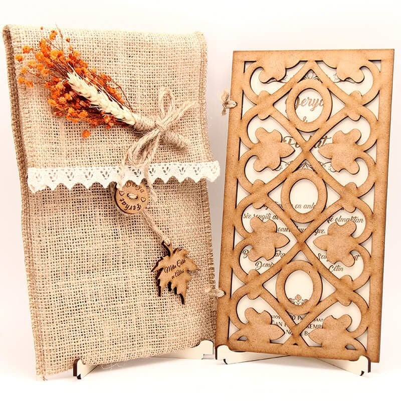 Ahşap Düğün Davetiyesi Modelleri | Ahşap Davetiye AHD-3040a