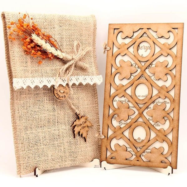 Ahşap Düğün Davetiyesi Modelleri | Ahşap Davetiye AHD-3040a