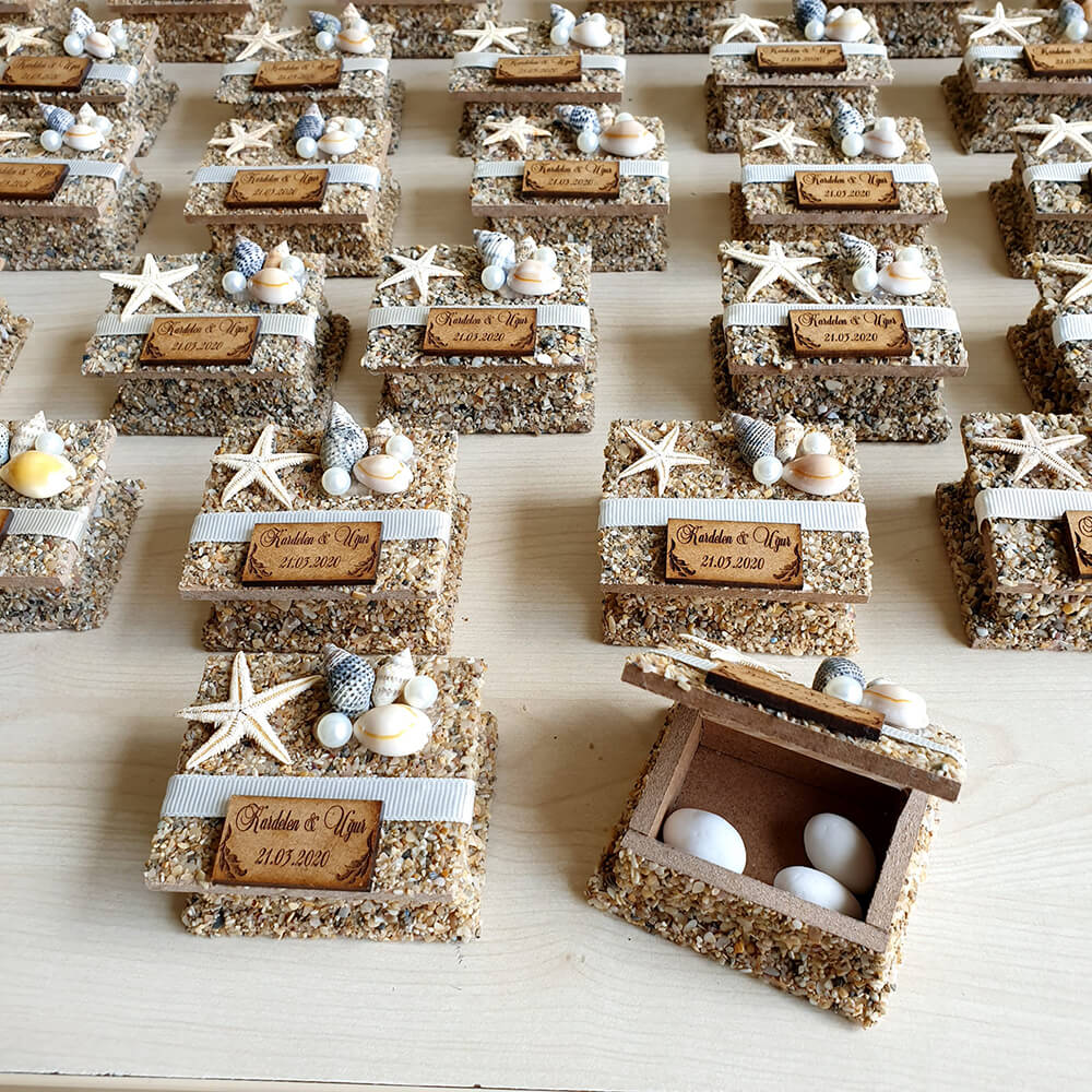 Nikah Şekeri Kumlu Kutu